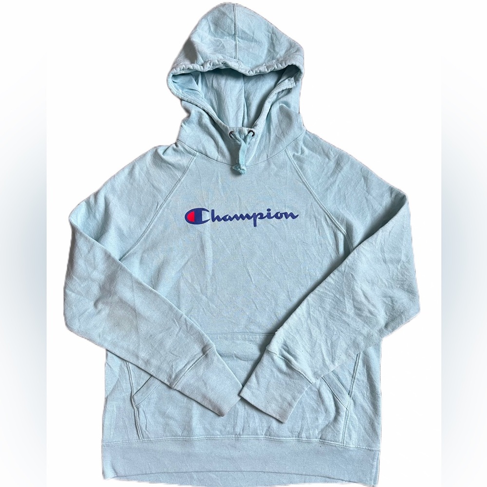 Women’s Champion Sweatshirt Baby Blue Size Medium Good Condition with Stain